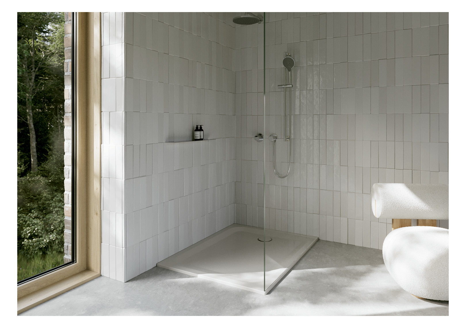 Duschwanne BetteUltra 1260 120x90x3,5cm, Mini-Wannenträger, flax