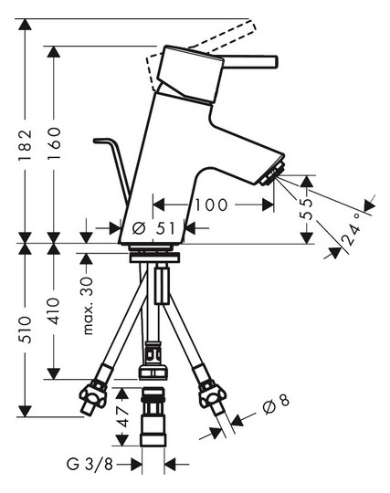 hansgrohe Waschtisch-Einhebelmischer Talis S ND, mit offenen Warmwasserbereiter, Zugstangen-Ablaufgarnitur, chrom