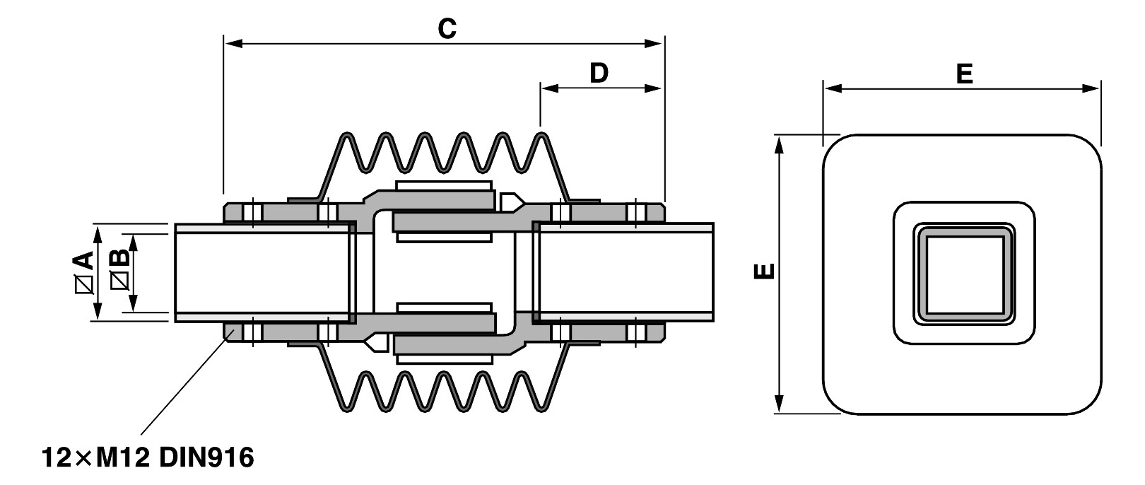 Tragarm-Komponente 148x148x236mm Metall gr RAL7035