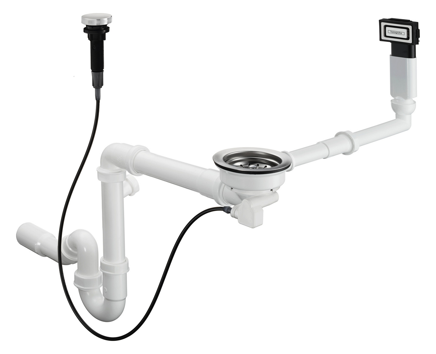 hansgrohe Ab- und Überlaufgarnitur D16-11 automatisch, für Einzelbecken Granit, chrom