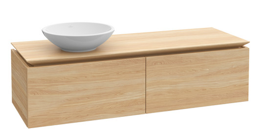 V&B Waschtischunterschrank Legato 140x38x50cm, Waschtisch links, mit LED-Beleuchtung, Stone Oak
