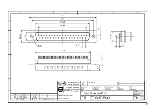 HART HARTING D-SUB STIFTLEIS 09672375615 