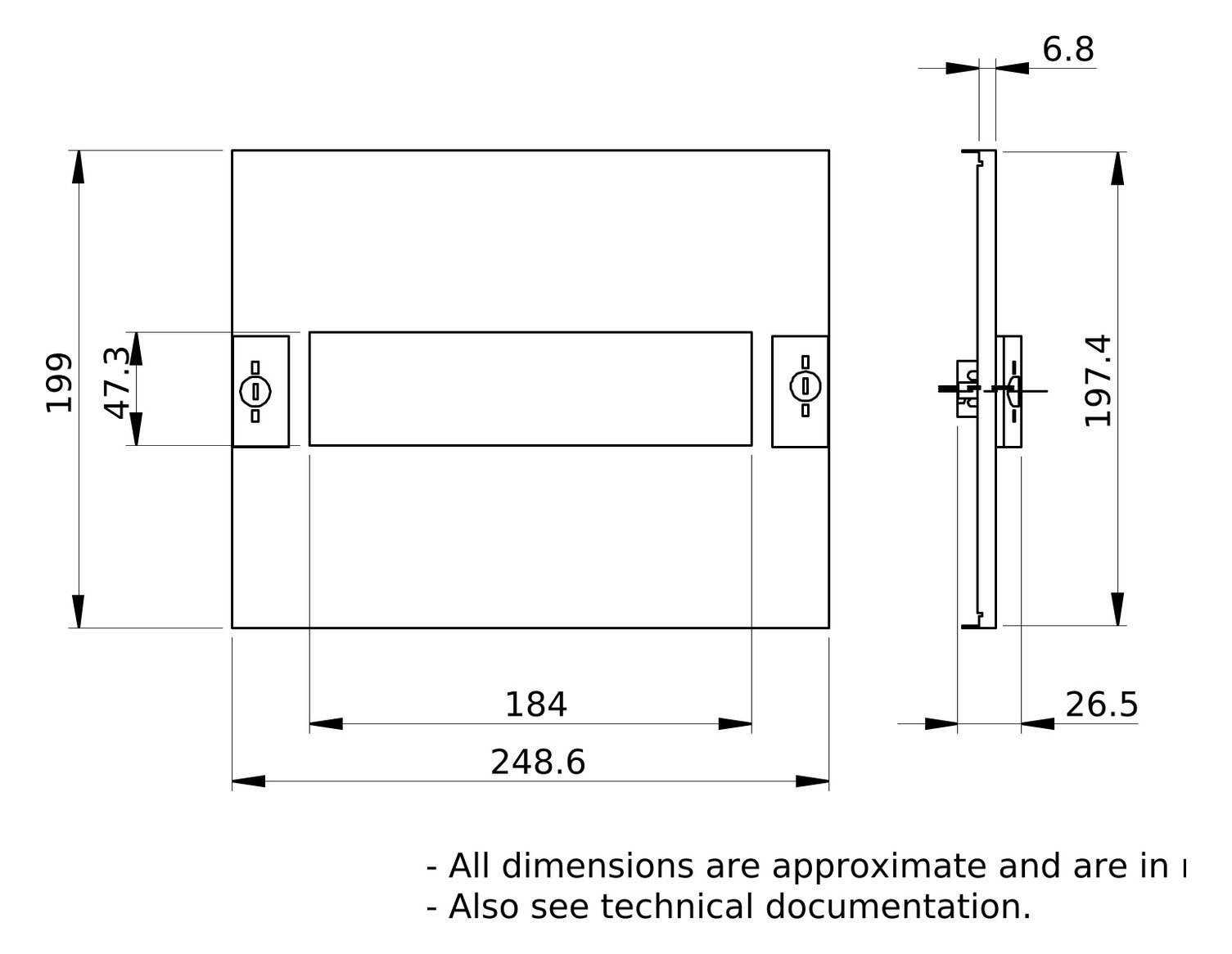 Schrank-Frontplatte 4HE B250xH200mm ST pulverbesch