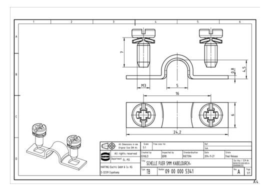 HART HARTING SCHELLE FÜR 5M  09000005341 