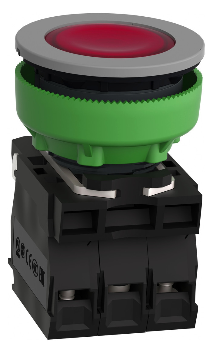 Drucktaster 1f rt rnd Ø30,5mm 1S 1Ö IP66 fl Geeignet für Beleuchtung Tastend