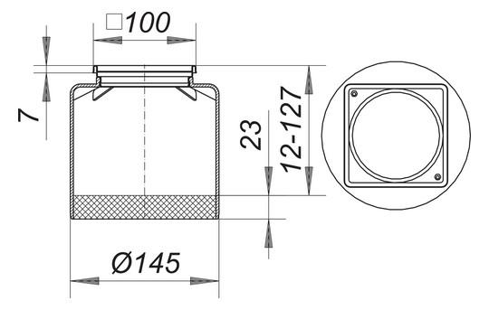 Dallmer Aufsatzrahmen ECS 15 Serie 15 100 x 100 mm, mit Gewindeeinsätzen
