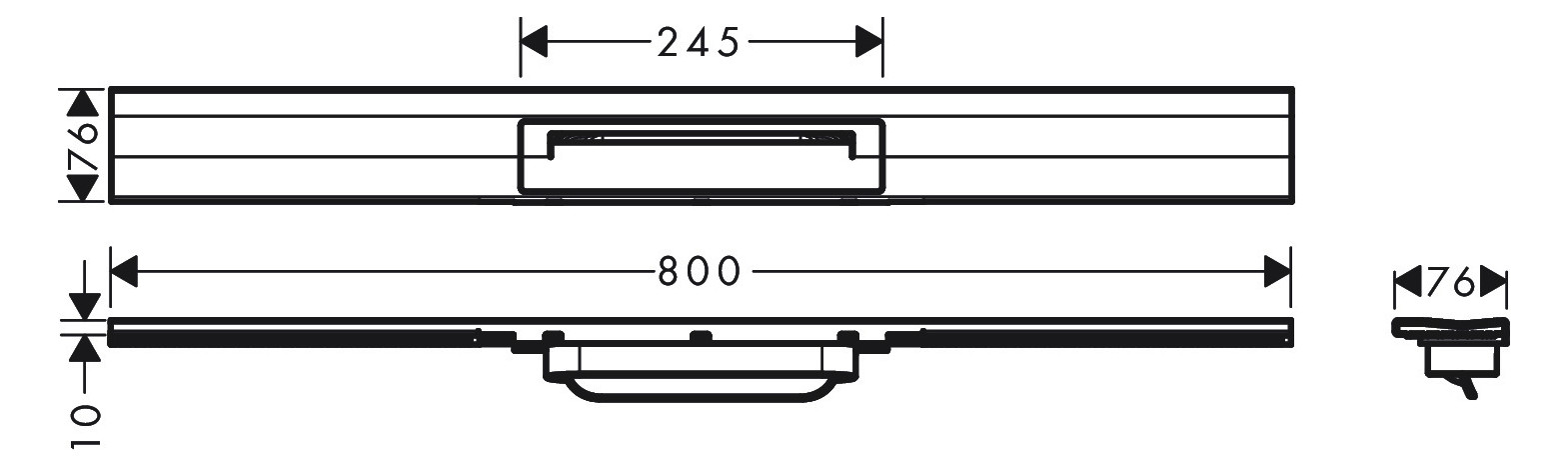 hansgrohe RainDrain Flex Duschrinne 800 mm, brushed black chrome, Fertigset, kürzbar, zur Wandmontage