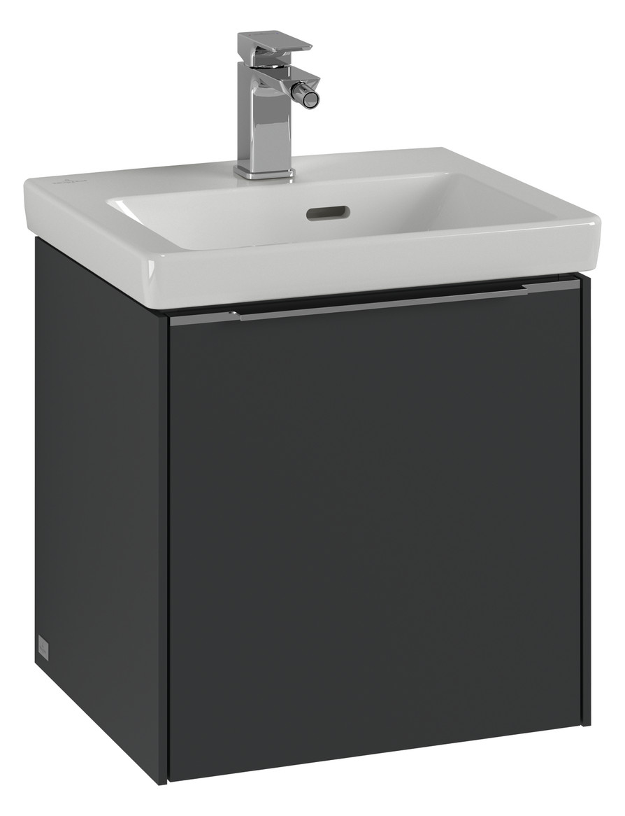 V&B Waschtisch-Unterschrank Subway 3.0 42,3x42,9x37,8cm, Schanier links/Griff Volcano black, kansas oak