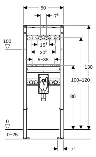 Geberit Waschtisch-Element Duofix BH 130 cm, für Wandarmatur, mit UP-Geruchsverschluss