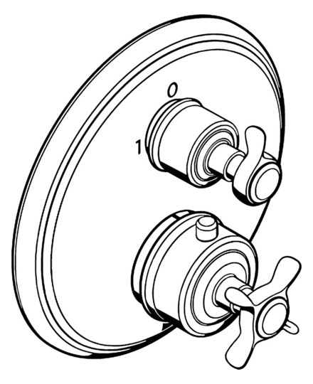 hansgrohe Fertigmontageset Axor Montreux UP-Thermostat, mit Ab- und Umstellventil, Kreuzgriff, chrom
