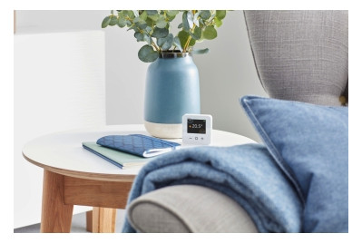 Raumtemperaturregler AP Wiser Funkb ws glz Basis+m.Geh Mit Vor-Ort Bedienung