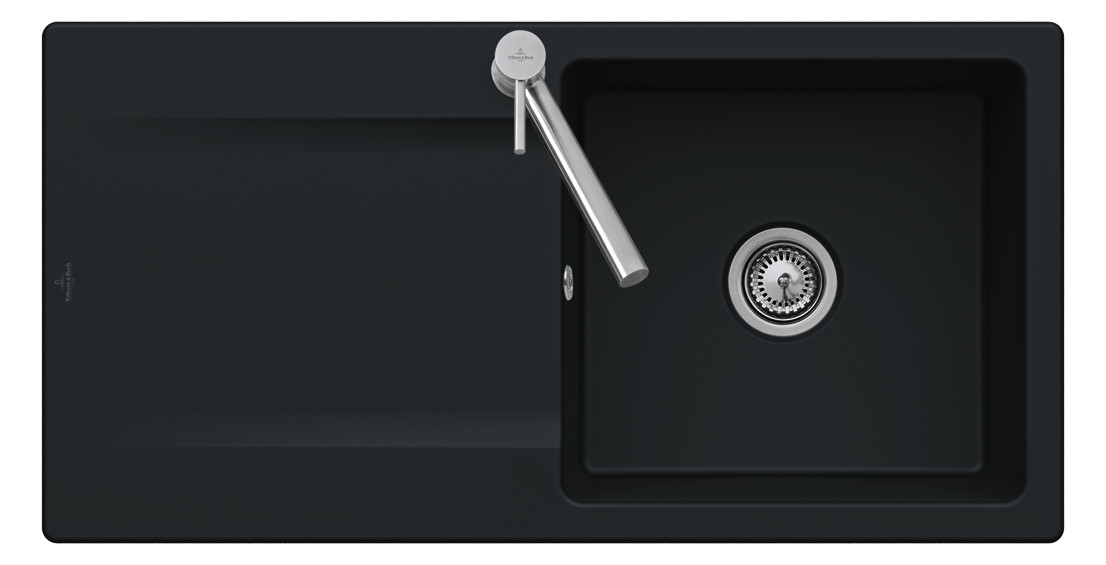 V&B Flächenbündige Spüle Siluet 60 Flat mit Ablaufgarnitur, Excenterbetätigung, graphit CeramicPlus