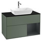 V&B Waschtisch-Unterschrank Wandbeleuchtung Finion 100cm, Abdeckplatte black matt, Regal Midnight matt lacquer, Olive Matt Lacquer