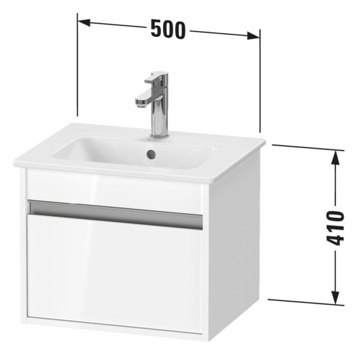 Duravit Waschtisch-Unterschrank Ketho Compact 50x41,2x41cm, 1 Auszug, wandhängend, Eiche schwarz