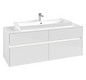 V&B Waschtischunterschrank Collaro 140x54,8x50cm, Waschtisch mittig, LED-Beleuchtung 10,4 W, glossy white