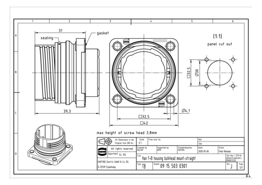 HART Han F+B Anbaugehäuse-   09155030301 