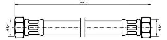 NEOPERL Panzerschlauch TECHLINE NT IGxIG, DN 20, 3/4" x 3/4", 700 mm