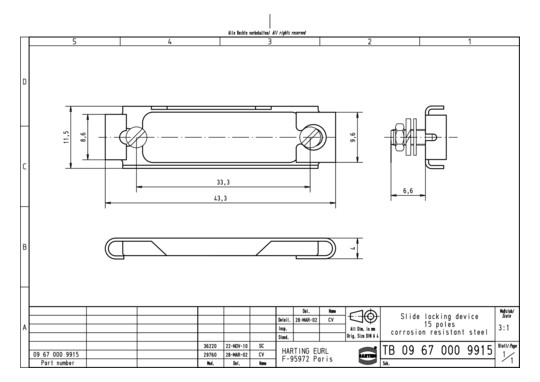 HART Schiebeverriegelung     09670009915 