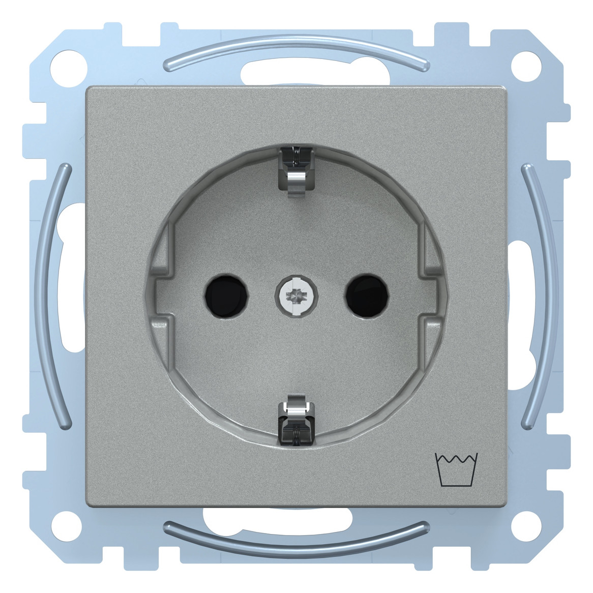 Steckdose 1f alu mt System M UP m.BS IP20 Mit erhöhtem Berührungsschutz