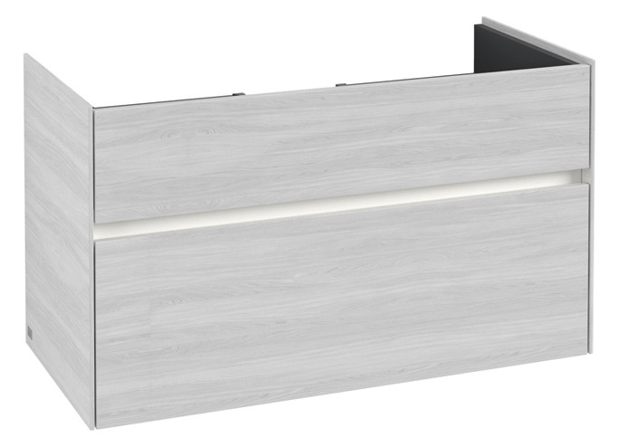 V&B Waschtischunterschrank Collaro 95,4x54,6x44,4cm, Waschbecken mittig, LED-Beleuchtung 7W, white wood V&B Waschtischunterschrank Collaro 95,4x54,6x44,4cm, Waschbecken mittig, LED-Beleuchtung 7W, white wood