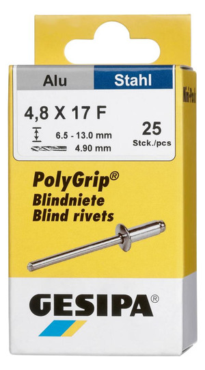 GESIPA-Polygrip-Blindniete Alu/Stahl Großkopf K16 -...