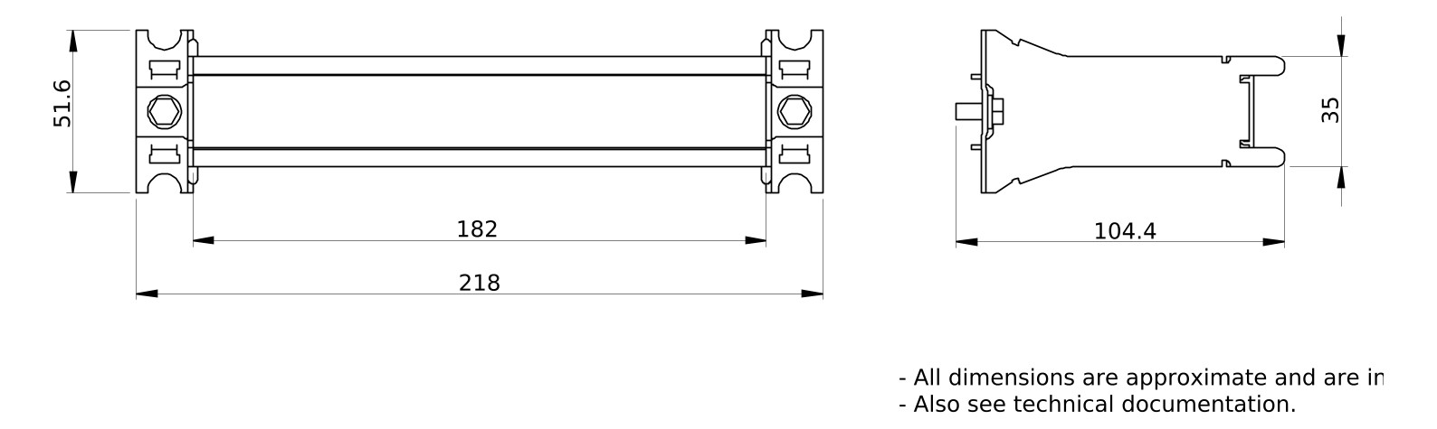 Tragschiene 52x218x100mm Metall