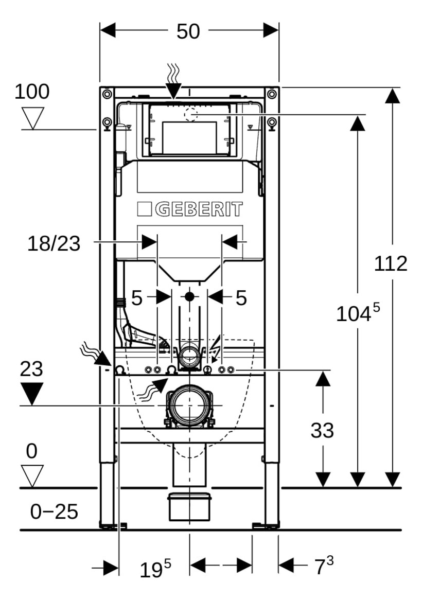 Geberit Wand-WC-Element Duofix für Sigma BH 112 cm, mit UP-Spülkasten 12cm, für Trockenbau