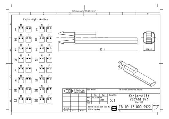 HART Kodierstift HAN Q 2/0   09120009922 
