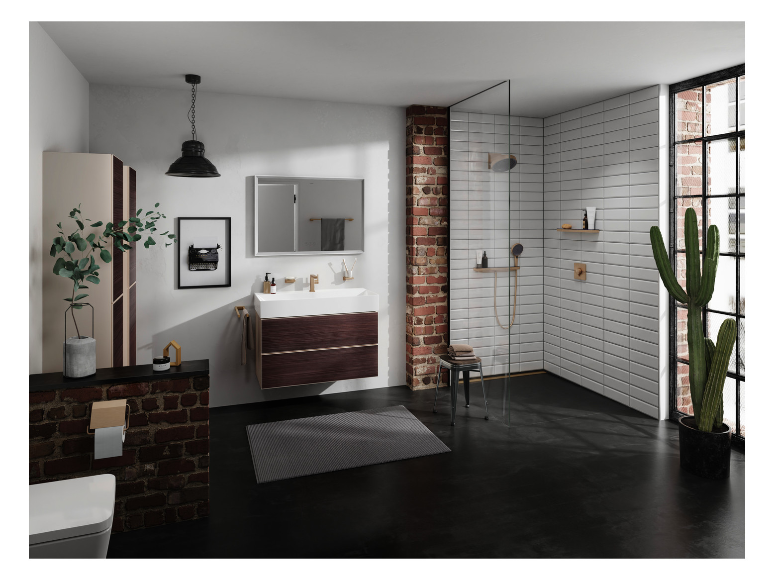 hansgrohe Handtuchhalter AddStoris Länge 445mm, zweiarmig, Wandmontage, Metall, brushed bronze