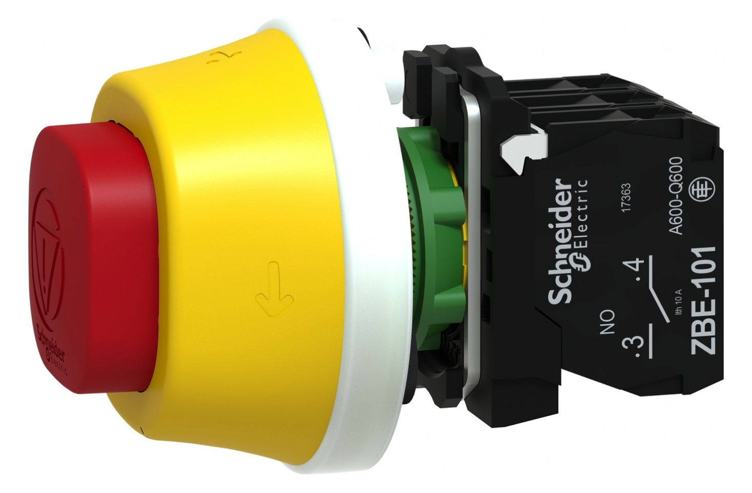 Not-Aus Taster EB IP66 Dreh 2S 1Ö m.Bel Ø22mm Einb Schraub