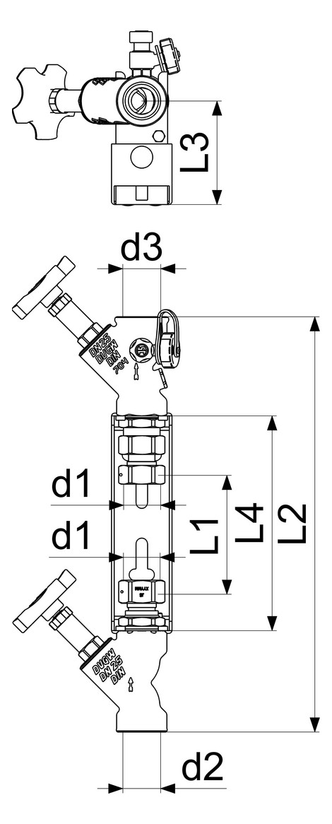 Schlösser Wasserzähler-Anschlussgarnitur KO2225 1 1/4" Qn 6, verstellbar, Bügel Edelstahl, mit Steigrohr