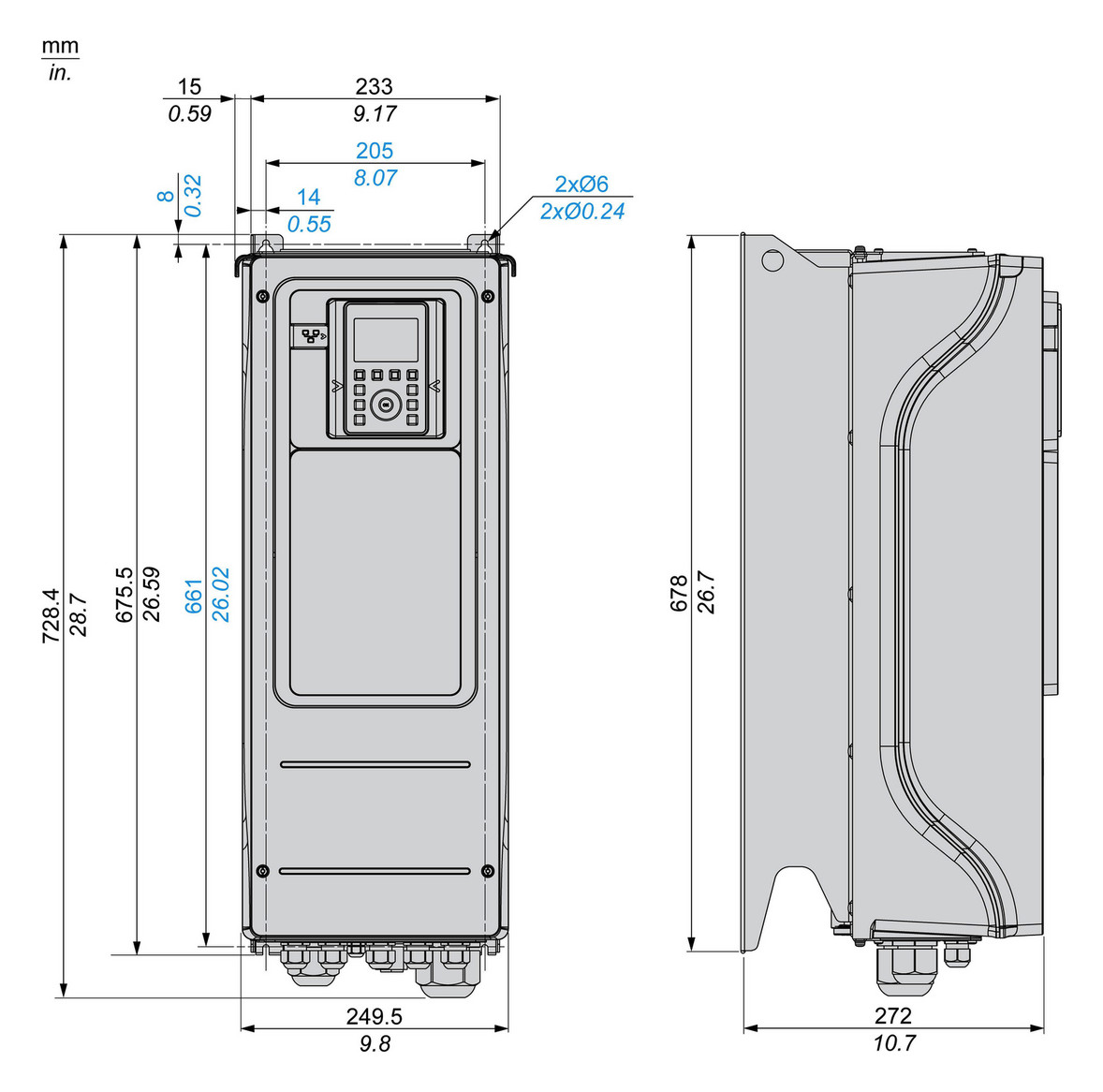 Frequenzumrichter lin=6kW ALTIVAR A3ph 380-480V E3ph 500Hz 50/60Hz IP55 5%F