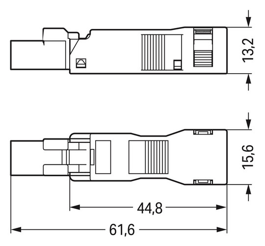 Steckverbinder Gebäude 2p Serie 890 16A Federzug 250V 1,5qmm Ø8,2mm hfr L N