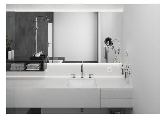 hansgrohe 3-Loch-Waschtisch-Armatur Vernis Shape mit Zugstangen-Ablaufgarnitur, chrom