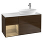 V&B Waschtisch-Unterschrank Wandbeleuchtung Finion 120cm, Abdeckplatte white matt, Regal Oak Veneer, Walnut veneer