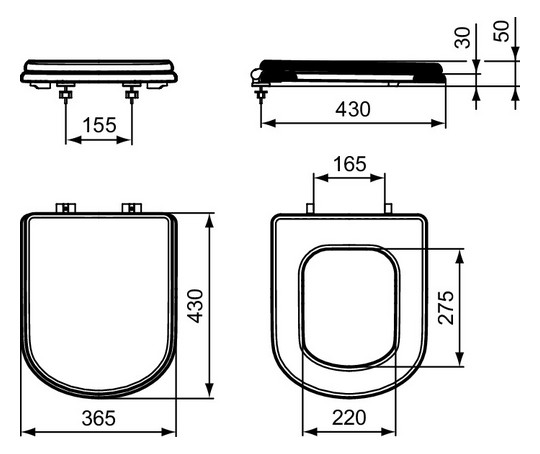 Ideal-Standard WC-Sitz Calla MDF, Scharniere Edelstahl, Softclosing, schwarz