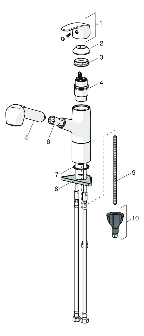HANSA Spültisch-Einhebelmischer HANSAPINTO Ausziehbrause, 2-strahlig, schwenkbar, Ausladung 231 mm, chrom