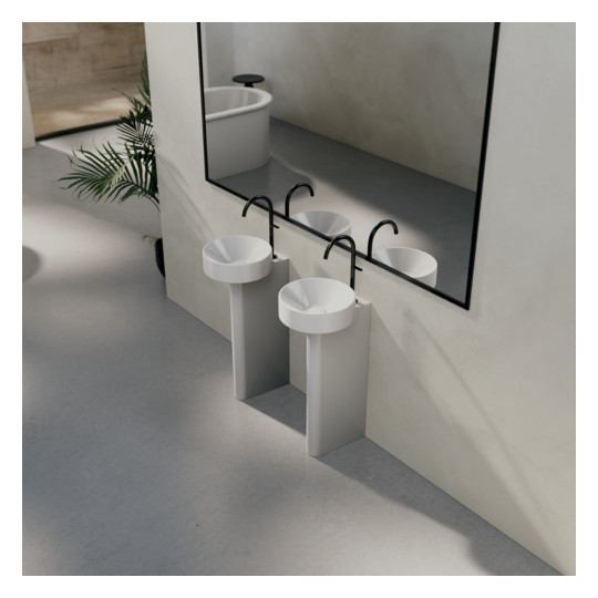 Waschtisch Pedestal BetteSuno d= 34x86,3cm, mit Hahnloch, silver