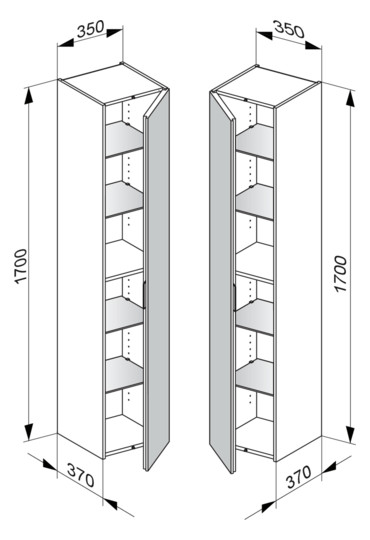 KEUCO Hochschrank Edition 11 35x170x37cm, 1-türig, Anschlag links, Cashmere, Glas Cashmere