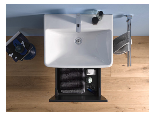 Duravit Waschtisch-Unterschrank No. 1 59 x 42,6 x 47,8 cm, Graphit Matt, 1, Schubkasten, 1 Auszug, wandhängend