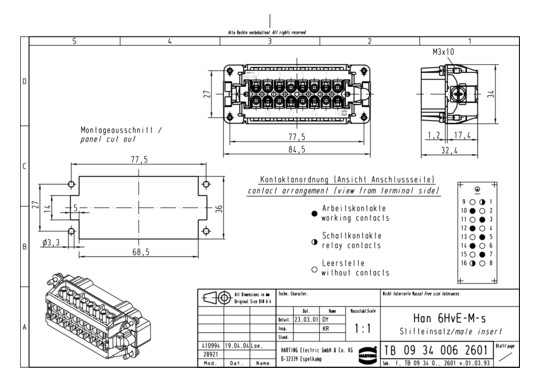 HART Stifteinsatz 6 pol.     09340062601 