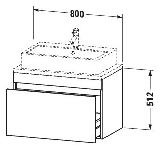 Duravit Waschtisch-Unterschrank Compact DuraStyle 80 x 47,8 cm, Eiche schwarz, für Konsole, 1 Auszug
