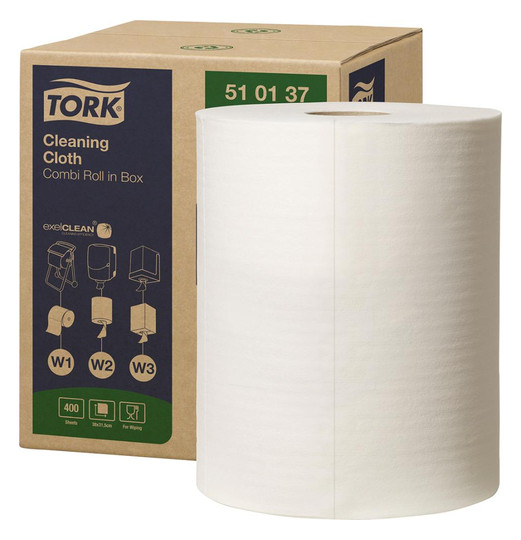 TORK-Reinigungstücher-Rolle, weiß, 1-lagig -...