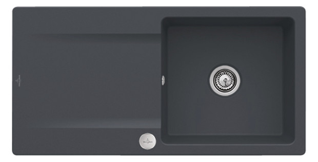 V&B Flächenbündige Spüle Siluet 60 Flat mit Ablaufgarnitur, Excenterbetätigung, graphit CeramicPlus