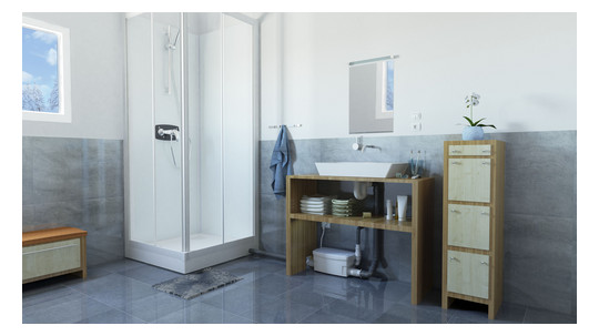 SFA Haushaltspumpe SaniDouche + DN 40, mit 2 Einlauföffnungen, für Dusche, Waschtisch, weiß