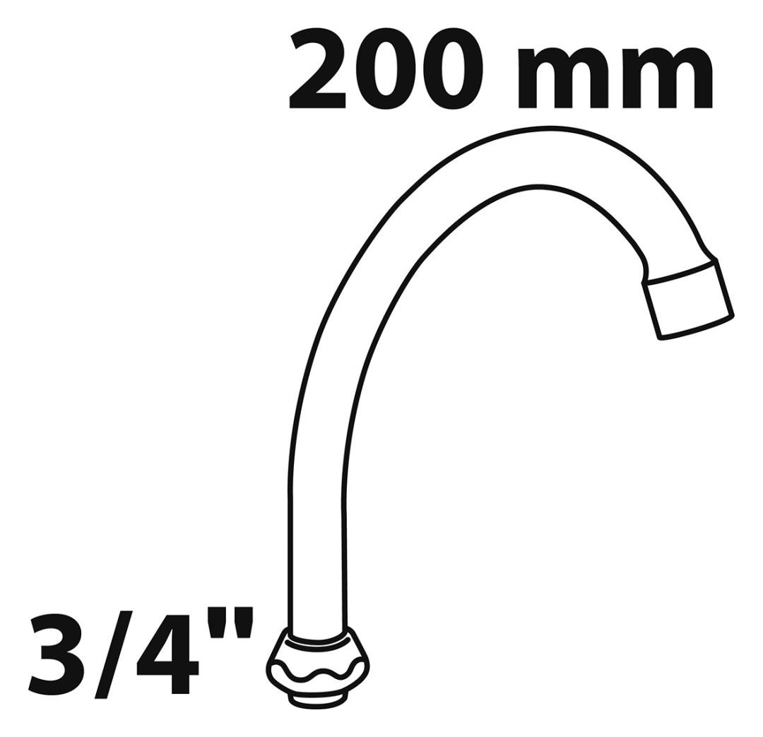 Bild HU-Rohrauslauf, Chrom, 3/4"" x 200 mm - KIRCHHOFF-1