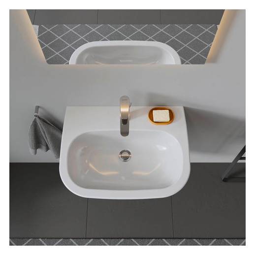 Duravit Waschtisch D-Code 60 x 46 cm, mit Hahnloch, Überlauf, Hahnlochbank, weiß
