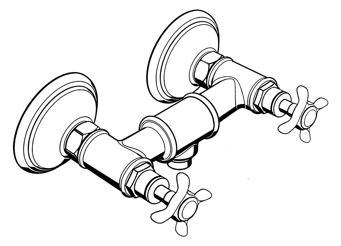 hansgrohe 2-Griff-Brause-Armatur Axor Montreux AP, 1 Verbraucher, mit Kreuzgriffen, brushed nickel