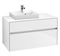 V&B Waschtischunterschrank Collaro 100x54,8x50cm, Waschtisch links, LED-Beleuchtung 7,3 W, glossy white