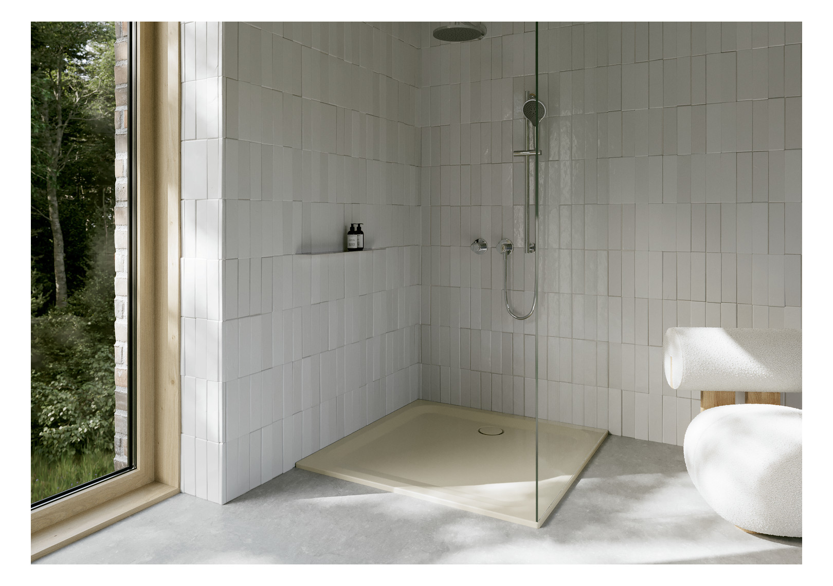 Duschwanne BetteUltra 8743 110x110x3,5cm, Mini-Wannenträger, cream